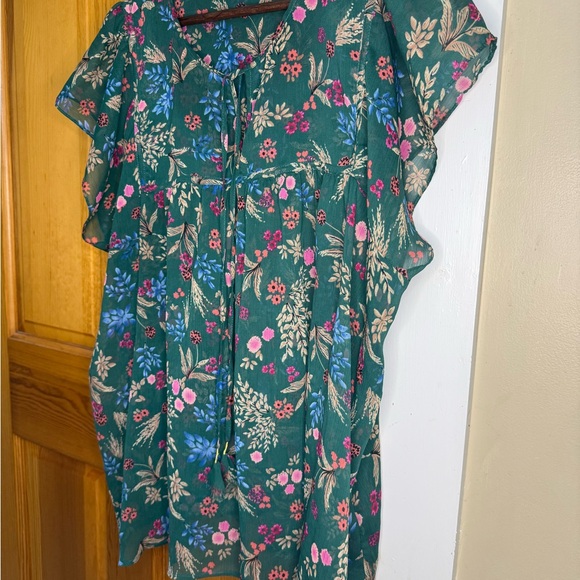 Everly Green Floral boho Blouse - Picture 3 of 6